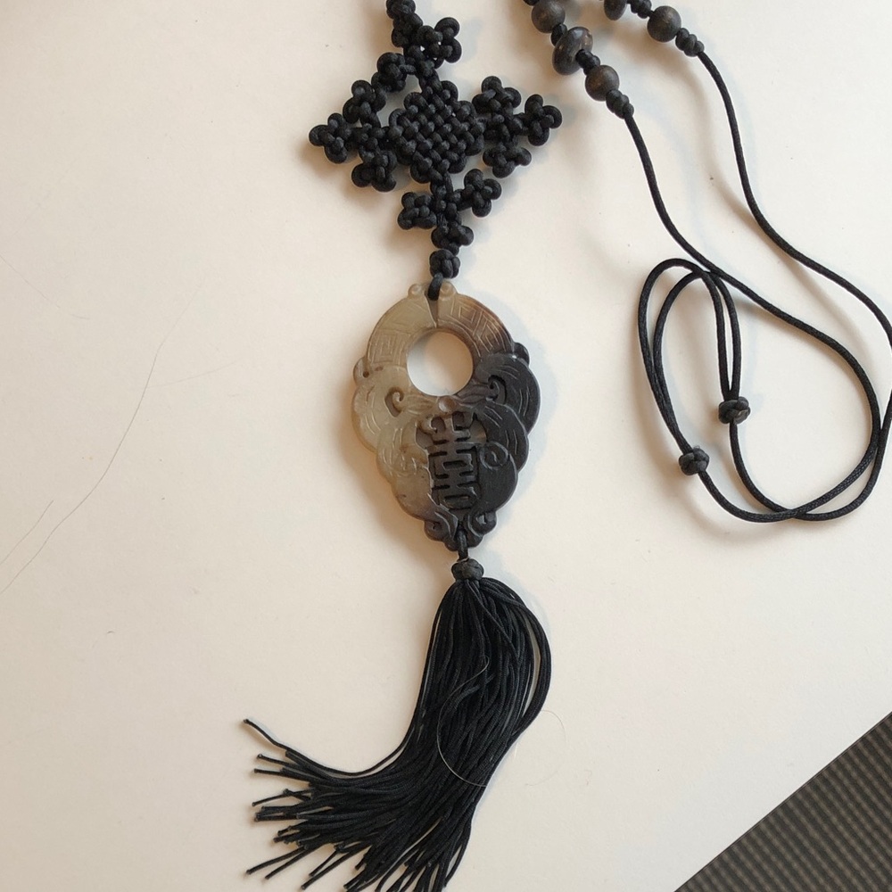 Vintage Chinese Stone Pendant Necklace